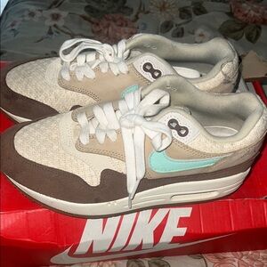 Nike Air Max with Brown, Cream, and Light Blue